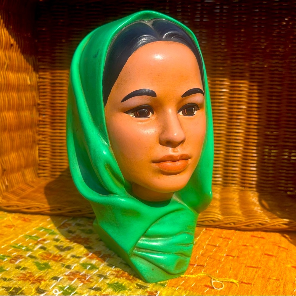 Vintage Hobbiest Ceramic Girl with Green Scarf 1972